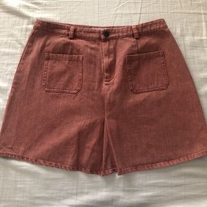 Pink denim skirt